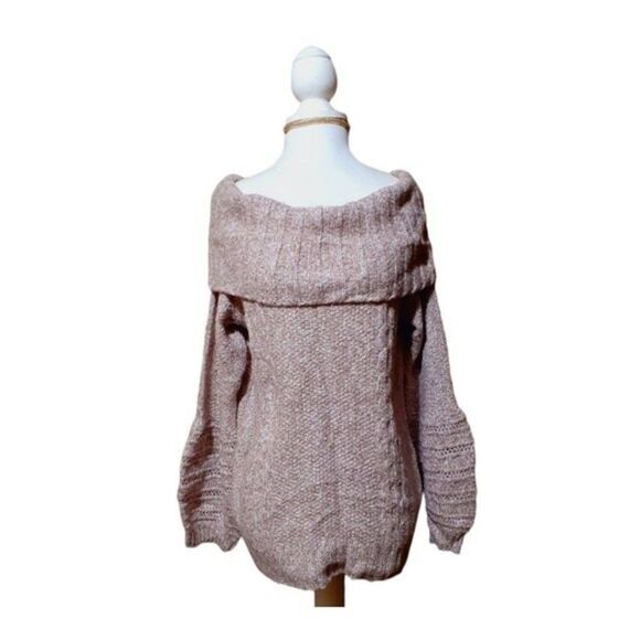 Anthropologie Sleeping on Snow Violet  Marled Off Shoulder Cowl Neck Sweater Lar - Picture 8 of 11